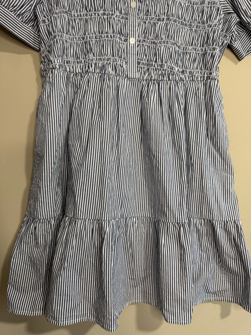 J. Crew Blue and White Striped Smocked Shirt Dress NWT - Picture 5 of 6